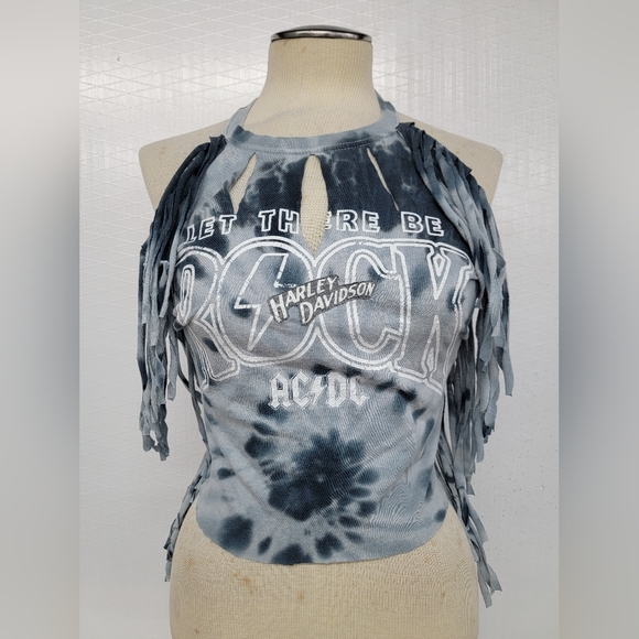 AC/DC / Vamp Designs Tops - AC/DC Harley Davidson Halter Top Upcycled